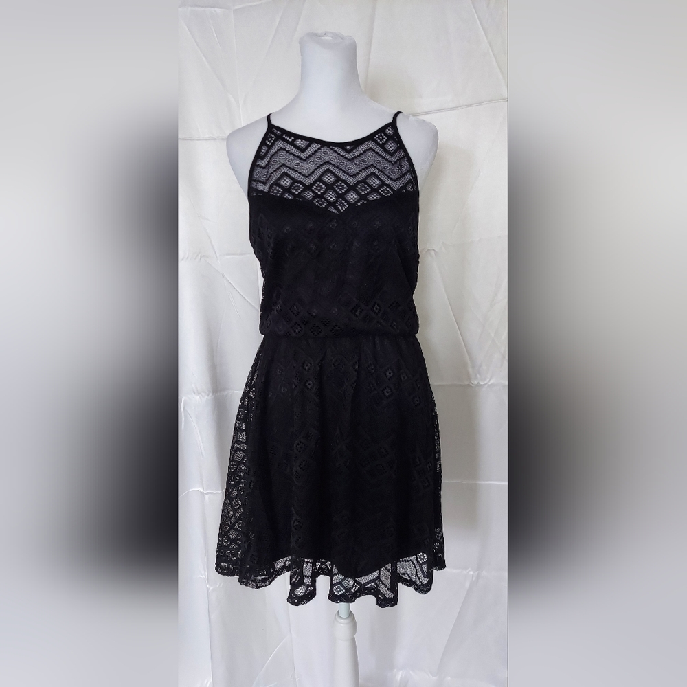Lily Rose Spaghetti Strap Lace Dress Black Juniors Size XL NWT